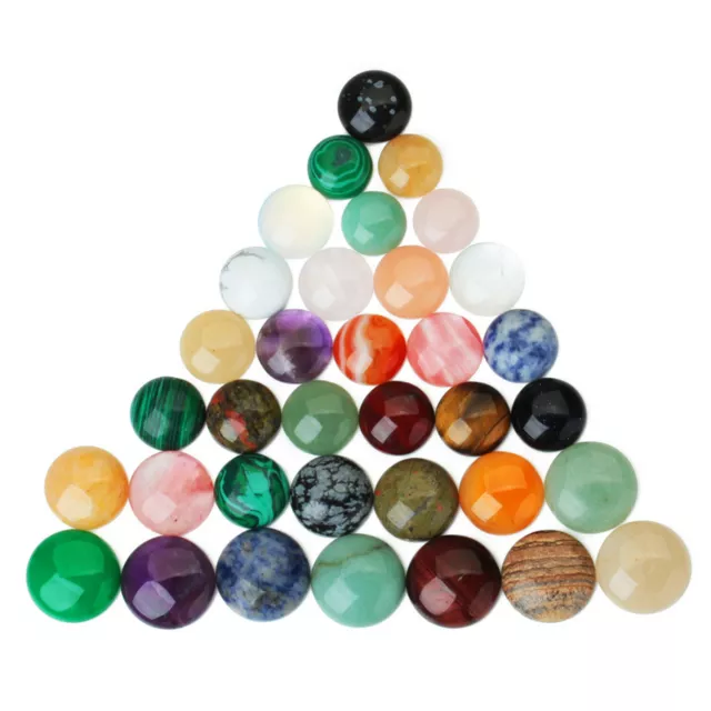 10pcs Bulk Round Natural Gemstone Cabochon Flatback Dome Jewellery Making 4-16mm
