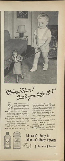 Magazine Ad* - 1947 - Johnson's Baby Powder - big baby #3