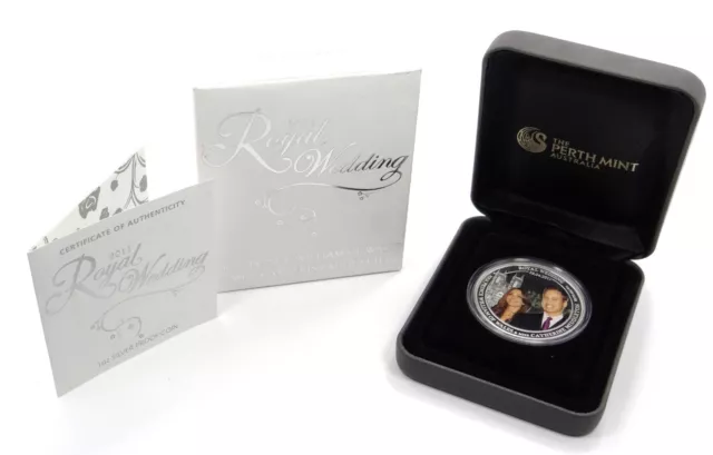 1 Oz Silver Coin 2011 $1 Australia Royal Wedding Prince William & Kate Middleton