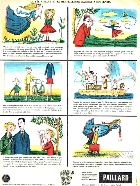 Publicité Advertising 1223 1959    caméra Paillard Bolex fée Vivine machine souv