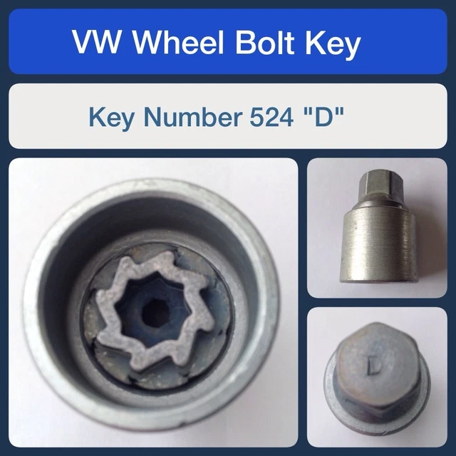 VW Locking Wheel Bolt & Key Set – Code 524, 17mm, Fits All VW Cars, New From BOLT MASTERS