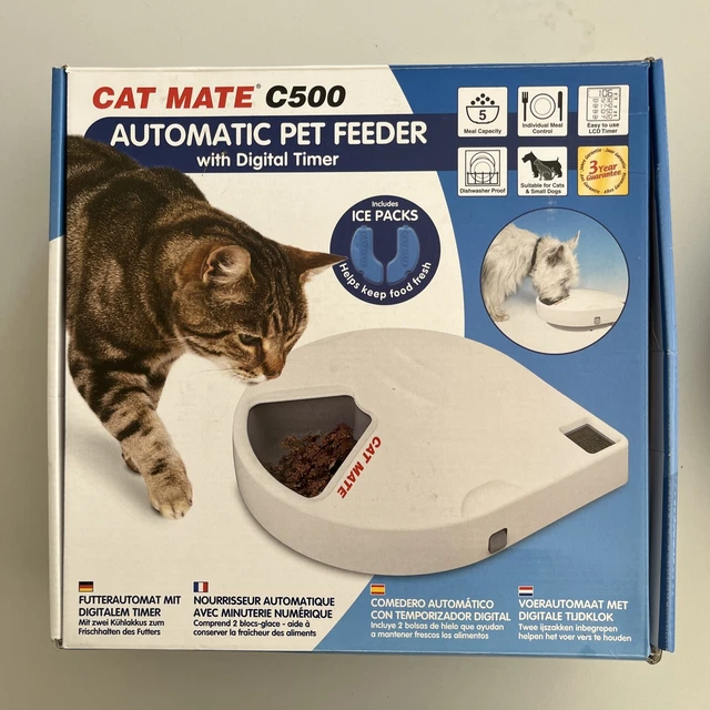 CAT MATE C500 5 Bowl Automatic Cat Feeder Wet Food, Timed Cat & Small