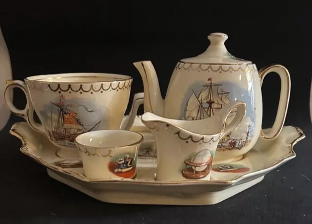 Rare Hearts of Oak 1955 Royal Winton Grimwades England Tea Set for One