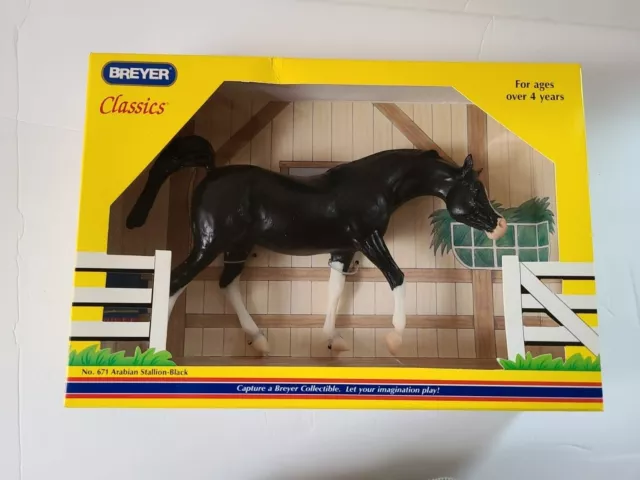 Retired Classic Breyer Horse #671 Black Arabian Stallion Figurine NIB