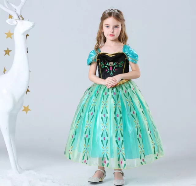 NEW Girls Dress Princess Queen Anna Elsa Party  Costume Dress Tutu Size 2-7