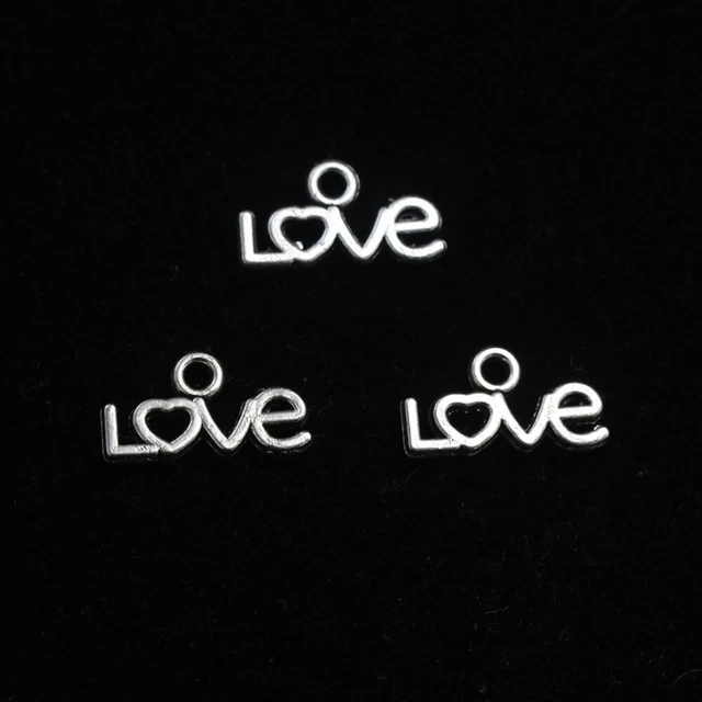 50 Pcs Letters Pendant Vintage Charm Stoppers Bracelets LOVE Charm