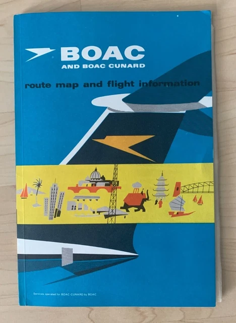 VINTAGE BOAC ROUTE map & flight information with sealed inner wallet ...