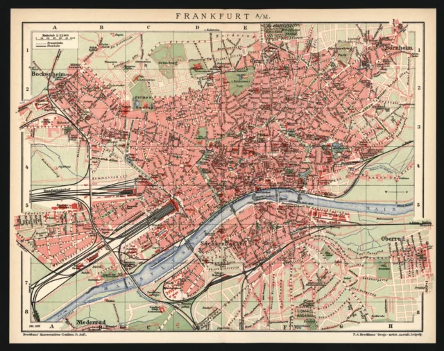 Stadtplan anno 1907 - Frankfurt Main Zeil Römer Paulskirche Kaiserdom Goethehaus