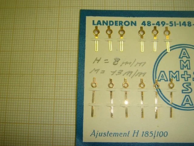 Paire D'aiguilles De Compteur Landerin 48 Noires Lumineuses "Dauphine" - Neuf Avec étiquettes