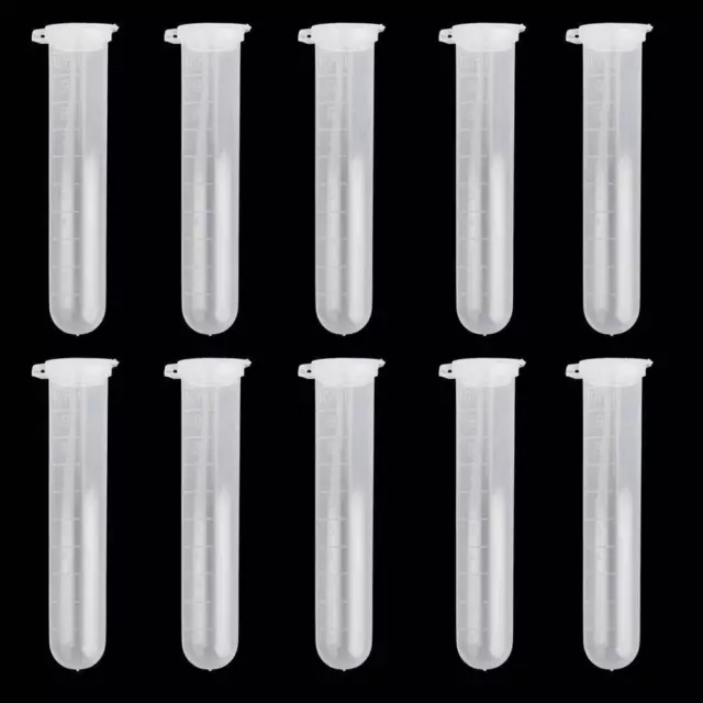 5 x 10ml Clear Plastic Test Tube Centrifuge Vial With Snap Cap Lid Genuine UK