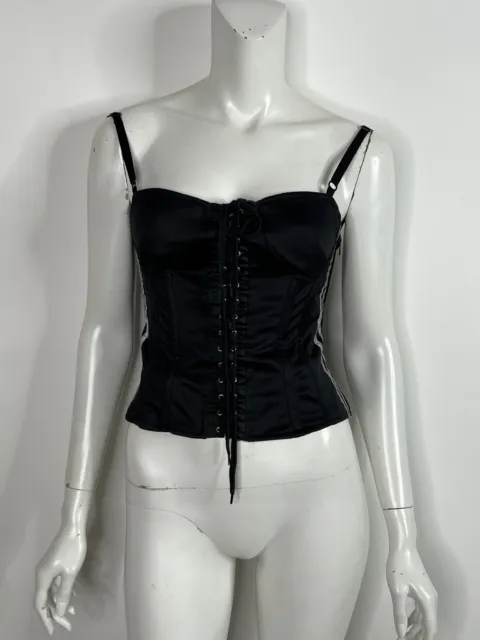 Vtg Dolce & Gabbana D&G Black Track Stripe Corset Top S