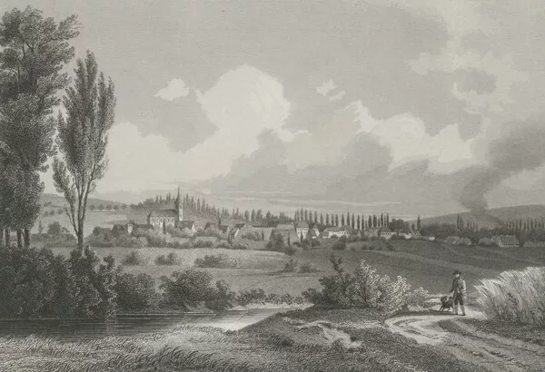 BAD NENNDORF - Gesamtansicht - G. G. Lange - Stahlstich um 1850