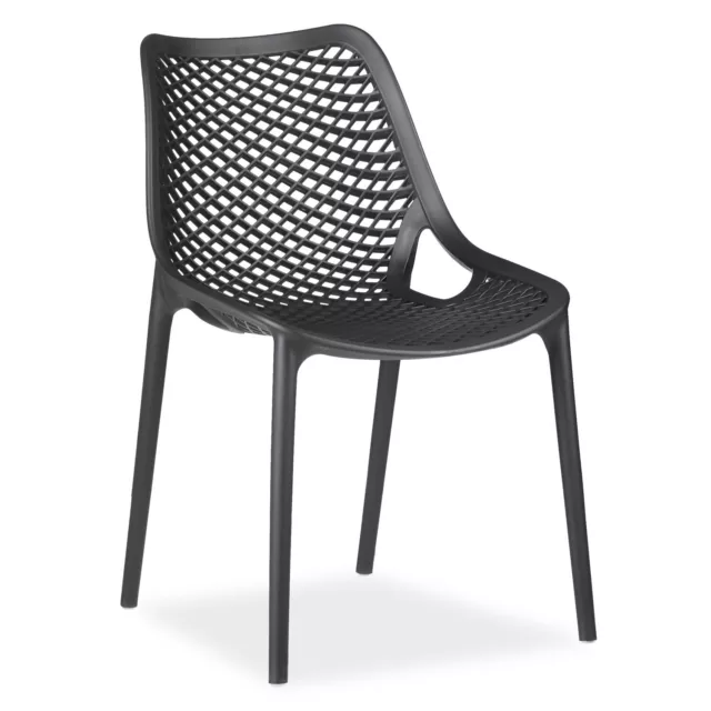 Chaise de jardin soleil terrasse fauteuil lot de 4 noir empilable Homestyle4u 2