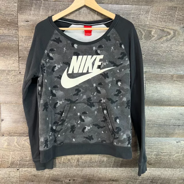 Nike Sportswear Women's Rally Crew Sweatshirt Gray Camo 557421-060 Size M