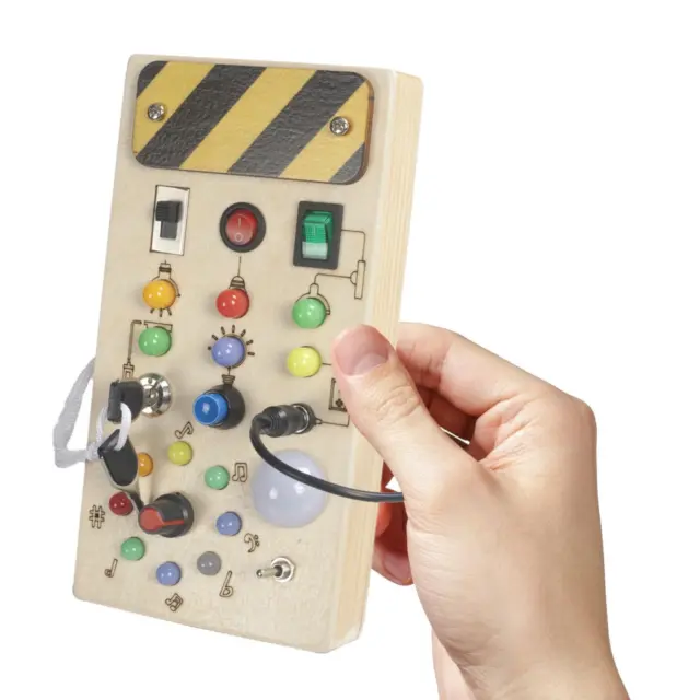 Lights Switch Busy Board Toys with Buttons Wooden Control Panel for Children