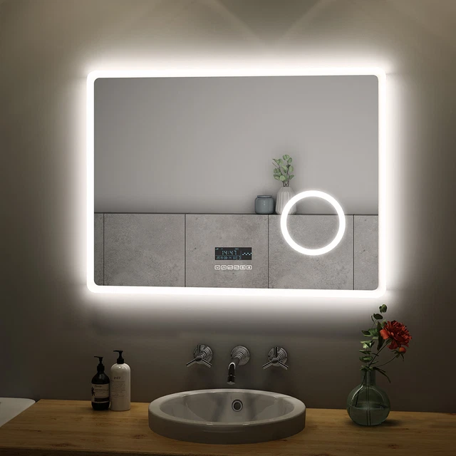 ILLUMINATED LED BATHROOM Mirror with Bluetooth Magnifying Demister