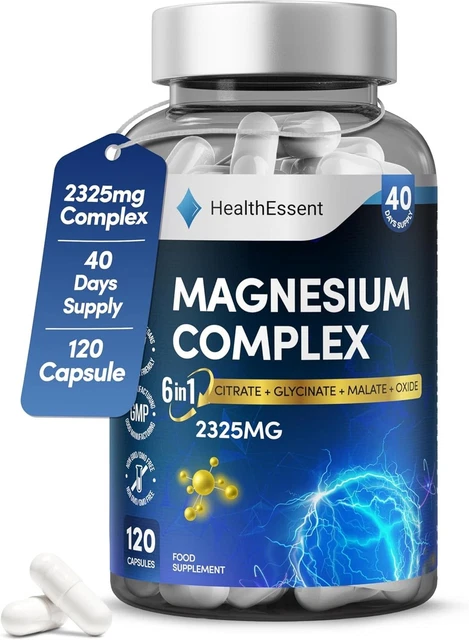 6 BIOAVAILABLE MAGNESIUM Forms 2325mg Complex 120 Capsules for Energy ...