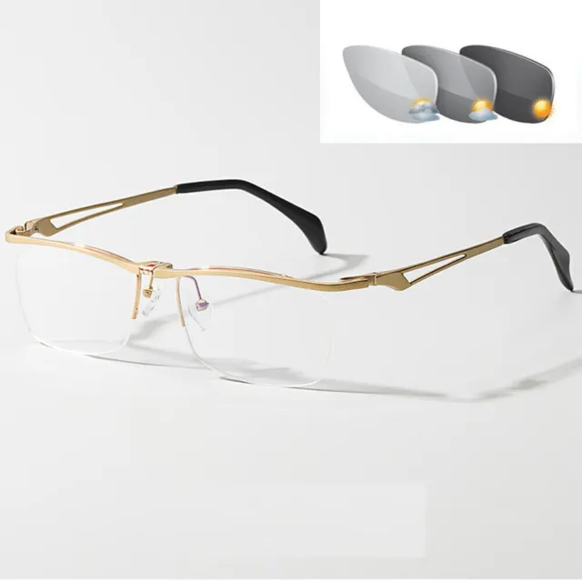 Flip Up Down Photochromic Reading Glasses Half Frame Titanium Foldable Glasses A