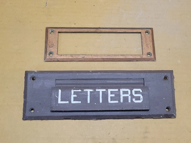 Vintage Post Office Door Letter Slot inside and outside pieces