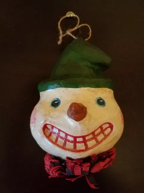 Bethany Lowe Vintage Style Paper Mache 6" Jolly Snowman Christmas Ornament