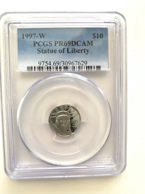 1997-W $10 Statue Of Liberty American Eagle Proof 1/10 Oz Platinum Pcgs Pr69Dcam