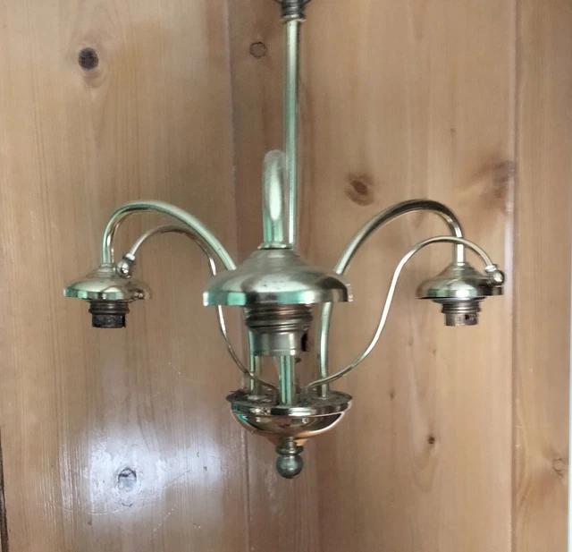 Vintage Vogue Gold Messing 3 Arm Deckenanhänger Leuchte Kronleuchter 3 verfügbar