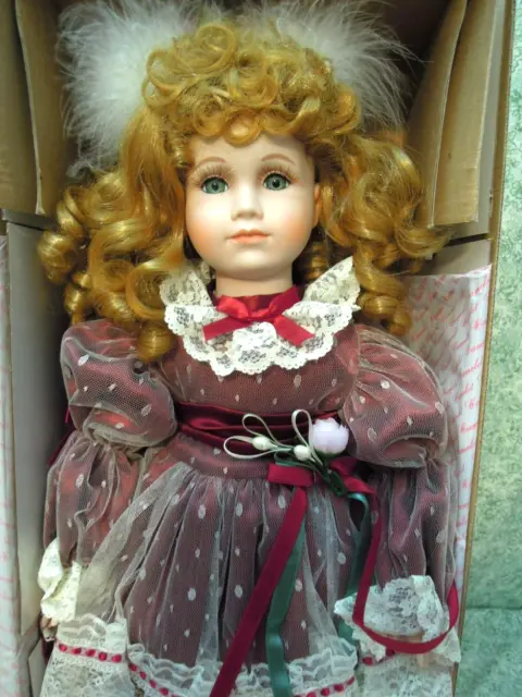hd-586  CAMELOT- 'Angelica' porcelain/cloth doll; 21" tall; strawberry blonde