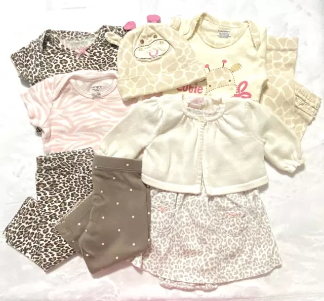 Carters Gerber Chaps 9 pc Lot Baby Girl NB 0-6mos Pink Leopard Spring Summer