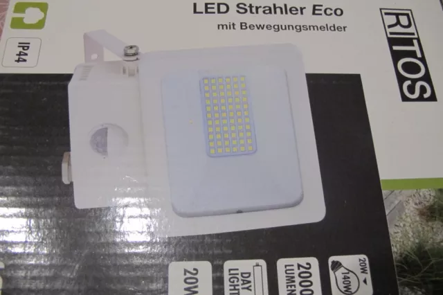 REV Ritos LED Stra. Eco Außenstr. Bewegungsmelder IP44 Weiß 10W EEK Lu 2000