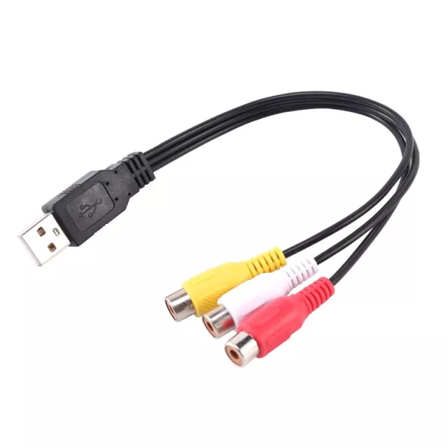 1Pc Usb Male Plug To 3 Rca Female Adapter Audio Converter Video Av A/V Cable