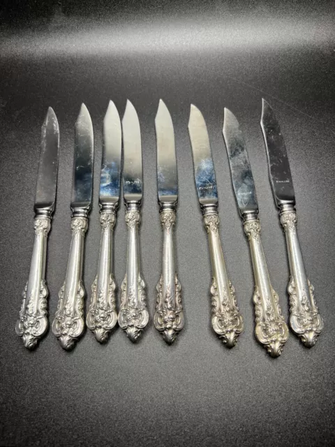 Wallace Grand Baroque Set of 8 Sterling Silver Handle Fruit Knife 7"