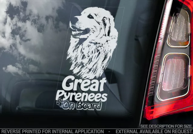 GREAT PYRENEES Car Sticker, Pyrenean Mountain Dog Window Decal Gift Sign - V1