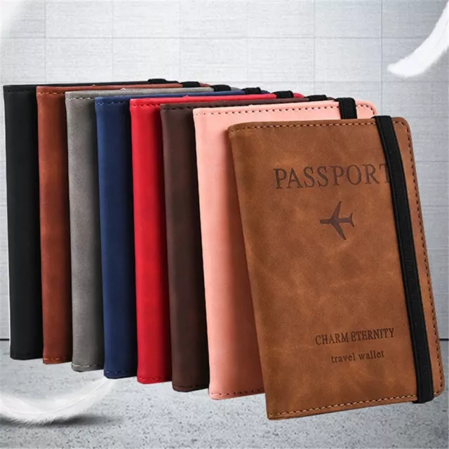 Slim Leather Travel Passport Wallet Holder RFID Blocking ID Card Case Cover