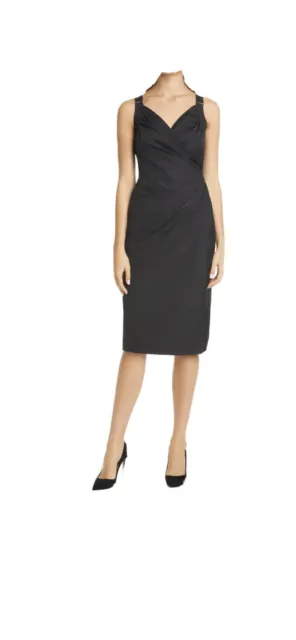 Max Mara Laziale Black Kneelength Cotton Sheath Dress Size 12