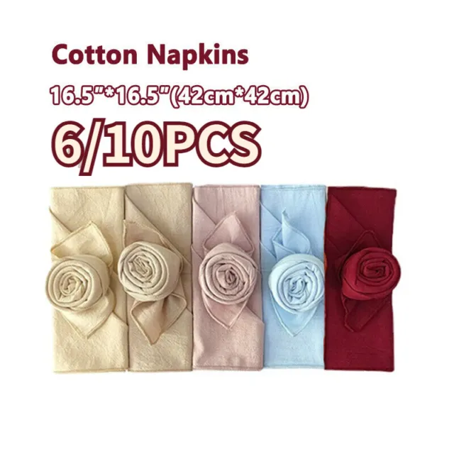 6X Wedding Hotel Party Napkin Cotton Table Cloth Tableware Serviettes Decoration