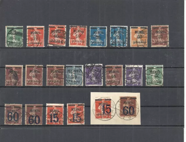 Memel, Litauen 1920-23, Sammlungen/Einzelwerte, aus MiNrn: 1 - 182 gestempelt o 3