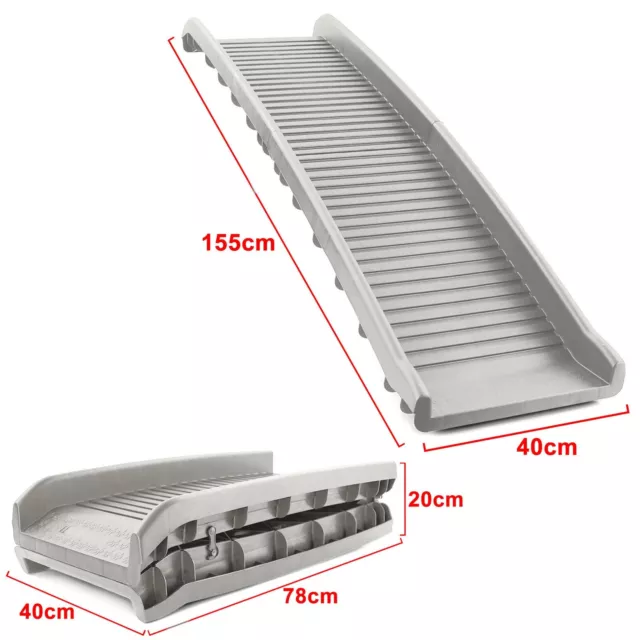 Auto PKW Hunderampe Einstieghilfe Anti Rutsch klappbar Grau 155x40cm bis 90Kg 2