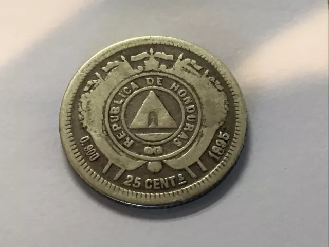1895 Honduras 25 Centavos Silver KM-50