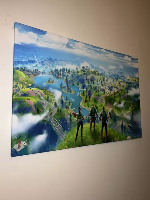 Fortnite World Cartoon Game Gaming Landscape Wall Art Framed Canvas Pictures