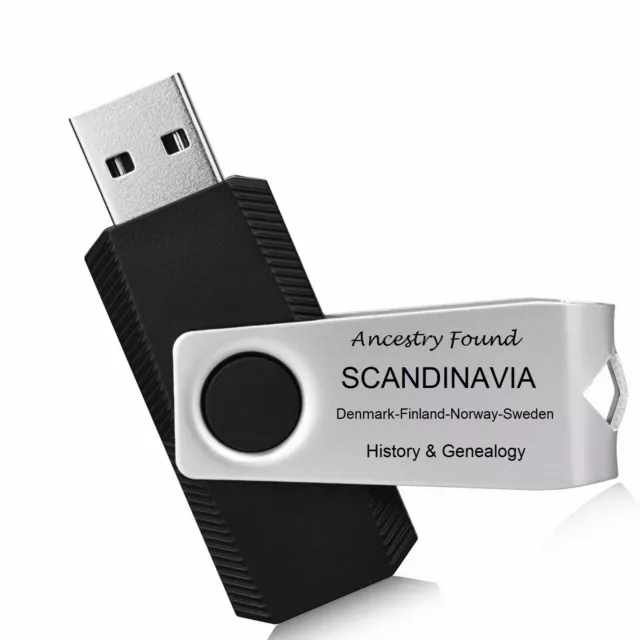 SCANDINAVIA - History & Genealogy - 95 books on USB FLASH DRIVE - Family Tree