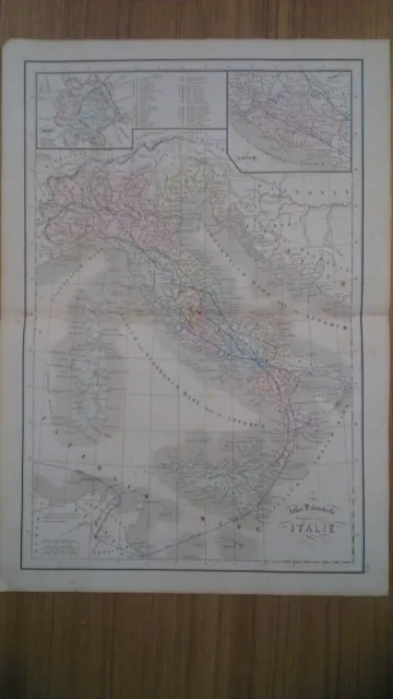 Genuine Hand Colored French Map of Europe Italy Atlas Delamarche 1897