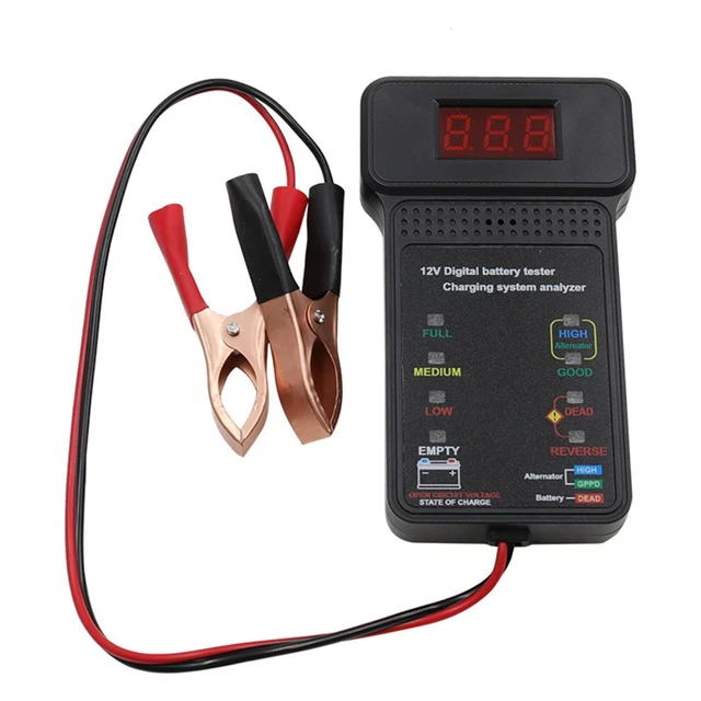 Tester batteria di misura durevole auto rilevatore batteria display LED 12 V 31 cm