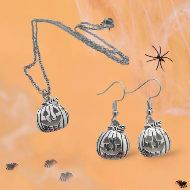 Parure set de bijoux Halloween Citrouille Argenté