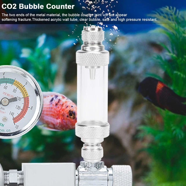 (Contatore bolle a doppia testa) Contatore bolle metallo CO2 impianto acquatico non ritorno