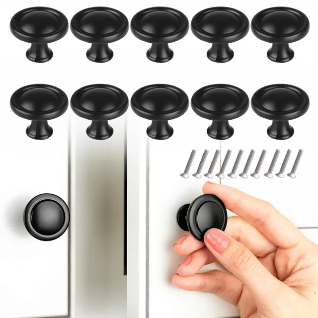 Lot of 10 Black Cabinet Knobs Drawer Kitchen Dresser Furniture Door Handle Pull