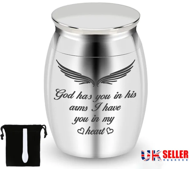 Mini Silver Urn Cremation Human Ashes Holder Memorial Keepsake Pet Ash Share UK