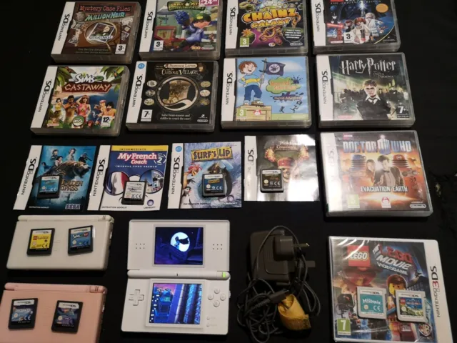 Joblot Nintendo Ds Lite Consoles + Games Dr Who Star Wars + Charger All Working