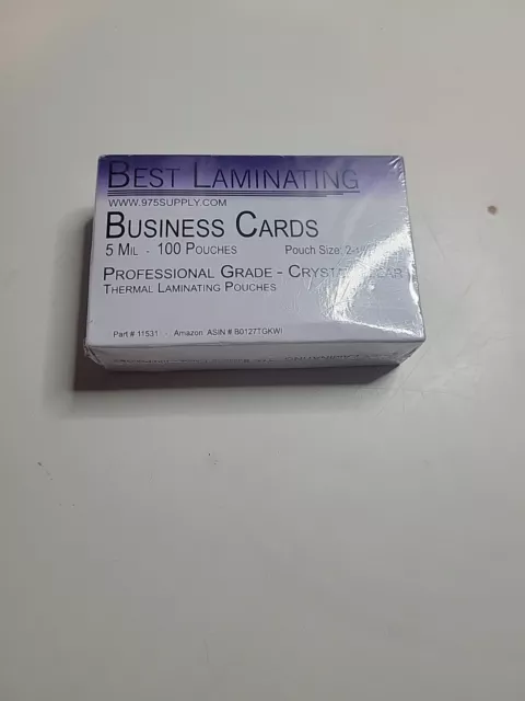 Best Laminating Business Card Thermal Pouches 5 Mil 2.25" x 3.75" Clear 100