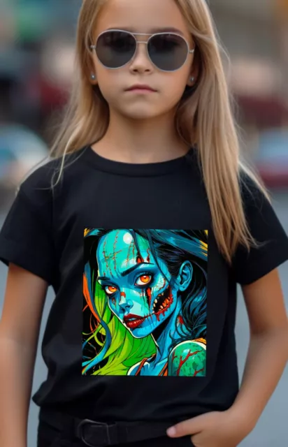 Zombie Girl Halloween Anime Clown Monster T Shirt Boy Girl MESSAGE ME SIZE UK