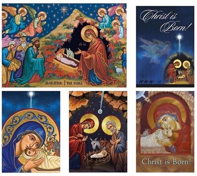 Christmas Cards -Orthodox Christian Designs (5" X 7") 15 Card Pack w/ envelopes